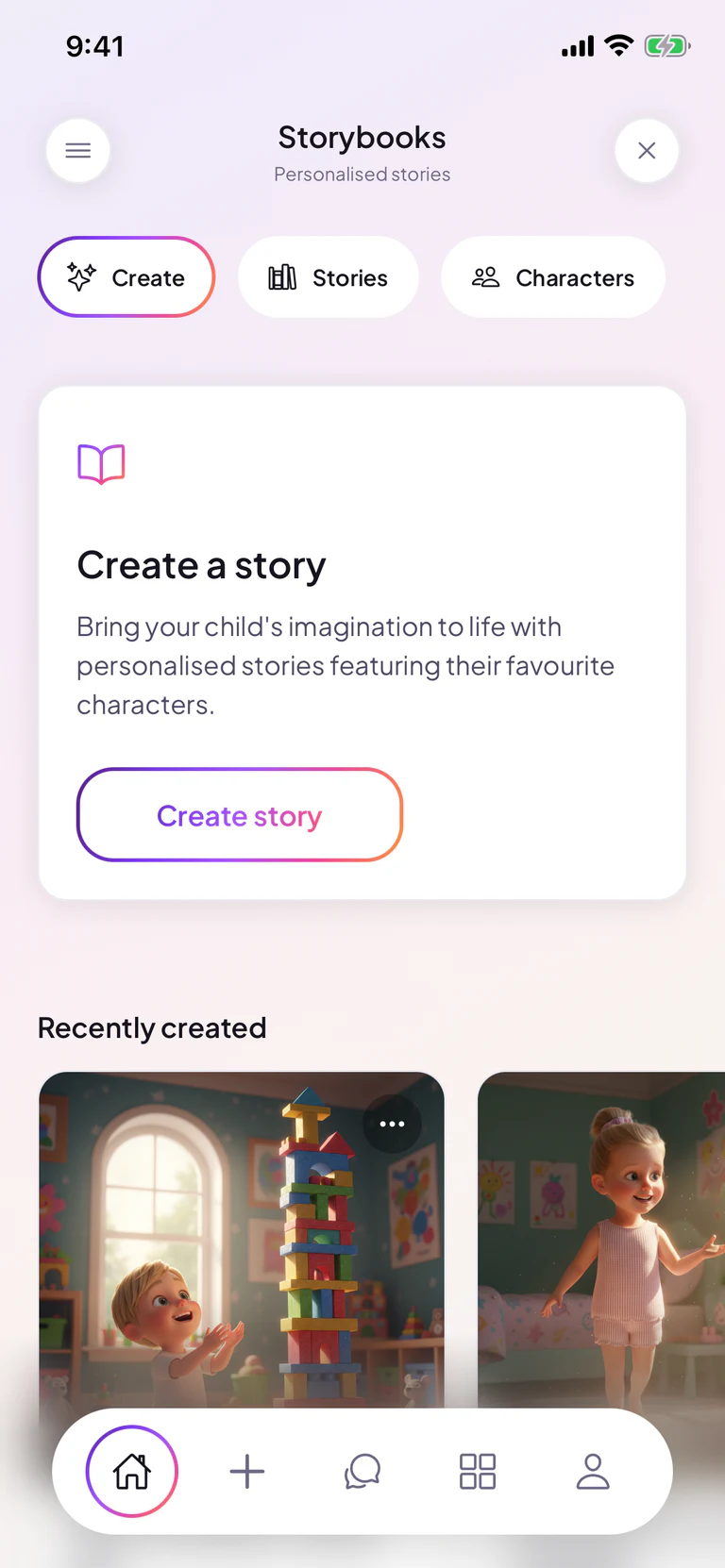 The current Gestalts Storybook screen with personalised visual stories