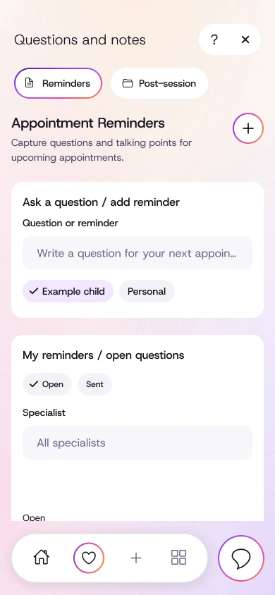 Questions and notes saved for the next appointment