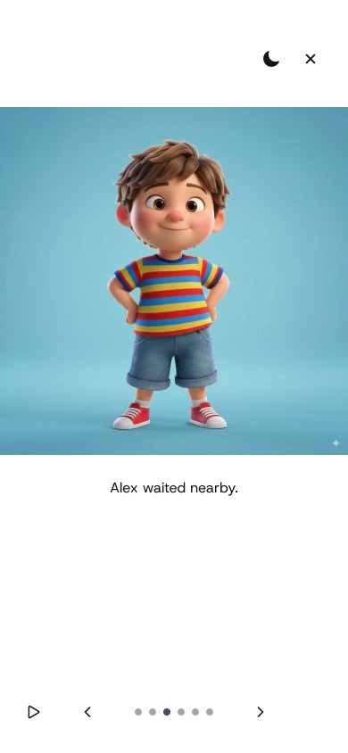 An illustrated page with Alex