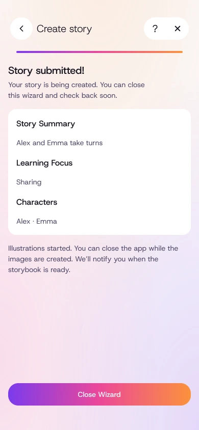 Story submitted, with illustrations started